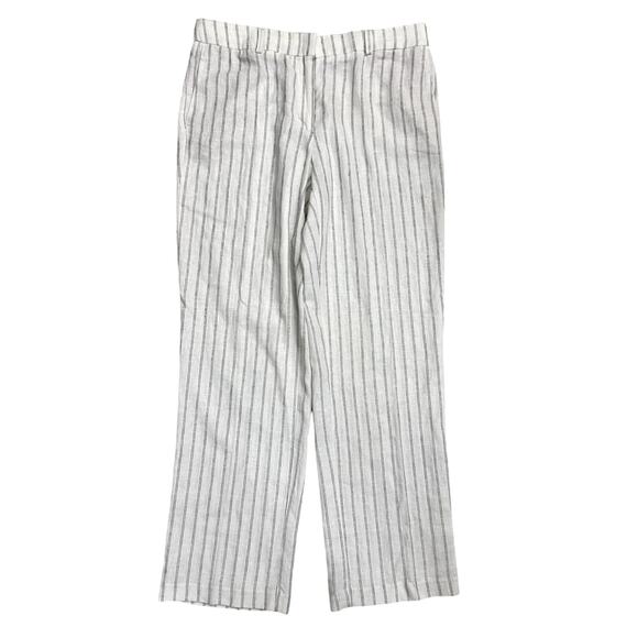 Rachel Zoe NWT Striped Linen Hi‑Rise Straight‑Leg Pants Size 12 - Picture 1 of 4